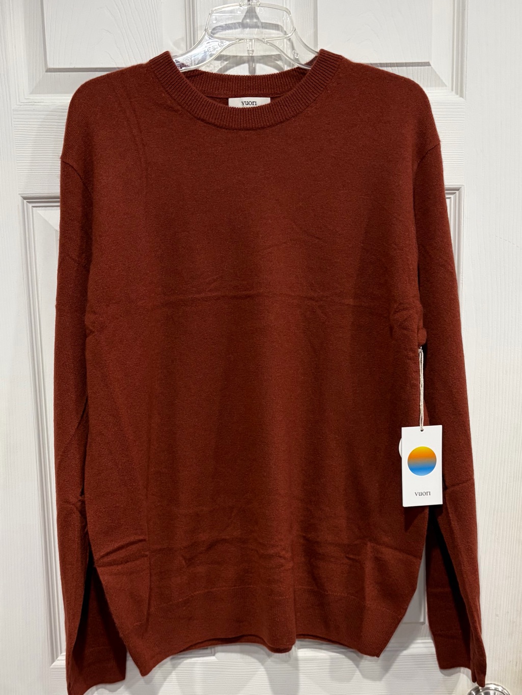 Vuori Men's Large Berik Cashmere Sweater Red Nwt Classic Crewneck Athletic Fit